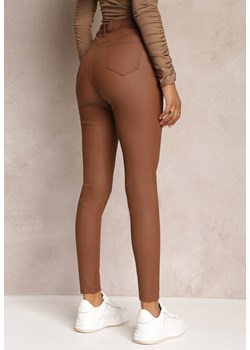 Brązowe Casualowe Spodnie Skinny o Modelującym Fasonie Elovi ze sklepu Renee odzież w kategorii Spodnie damskie - zdjęcie 162000115