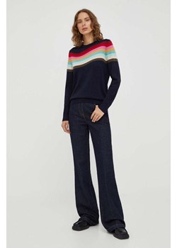 PS Paul Smith sweter wełniany damski kolor granatowy lekki ze sklepu ANSWEAR.com w kategorii Swetry damskie - zdjęcie 162004118