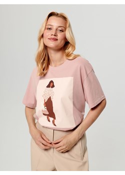 Sinsay - Koszulka z nadrukiem - różowy ze sklepu Sinsay w kategorii Bluzki damskie - zdjęcie 162013927