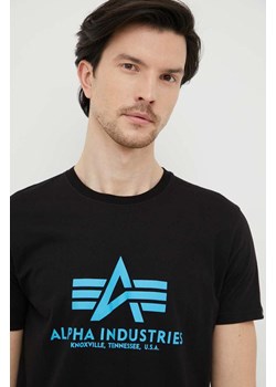 Alpha Industries t-shirt bawełniany kolor czarny z nadrukiem 100501.93-BlackBlue ze sklepu PRM w kategorii T-shirty męskie - zdjęcie 162021325