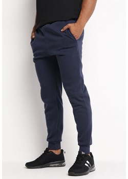 Granatowe Spodnie Dresowe z Gumką w Pasie Telina ze sklepu Born2be Odzież w kategorii Spodnie męskie - zdjęcie 162023199
