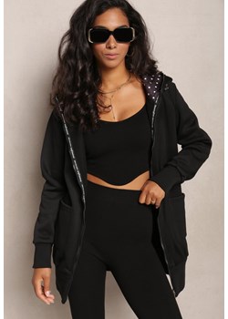 Czarna Rozsuwana Bluza z Kapturem Malunani ze sklepu Renee odzież w kategorii Bluzy damskie - zdjęcie 162025439