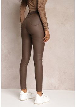 Brązowe Casualowe Spodnie Skinny o Modelującym Fasonie Elovi ze sklepu Renee odzież w kategorii Spodnie damskie - zdjęcie 162025609
