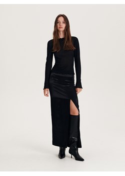 Reserved - Satynowa spódnica z wiskozy - czarny ze sklepu Reserved w kategorii Spódnice - zdjęcie 162028776