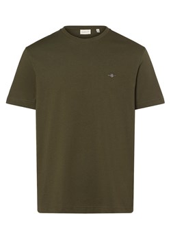 Gant T-shirt męski Mężczyźni Bawełna oliwkowy jednolity ze sklepu vangraaf w kategorii T-shirty męskie - zdjęcie 162030538