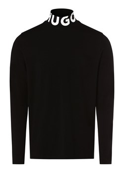 HUGO Męska koszulka z długim rękawem Mężczyźni Lyocell czarny nadruk ze sklepu vangraaf w kategorii T-shirty męskie - zdjęcie 162030567