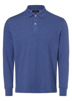 Nils Sundström Męska koszulka polo Mężczyźni Bawełna niebieski marmurkowy ze sklepu vangraaf w kategorii T-shirty męskie - zdjęcie 162030646