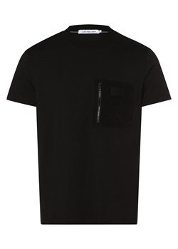 Calvin Klein Jeans T-shirt męski Mężczyźni Bawełna czarny jednolity ze sklepu vangraaf w kategorii T-shirty męskie - zdjęcie 162030755