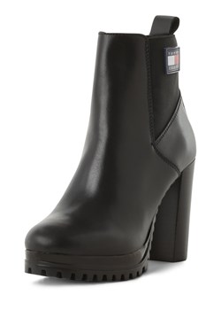 Tommy Jeans Skórzane botki Kobiety skóra czarny jednolity ze sklepu vangraaf w kategorii Botki - zdjęcie 162031108