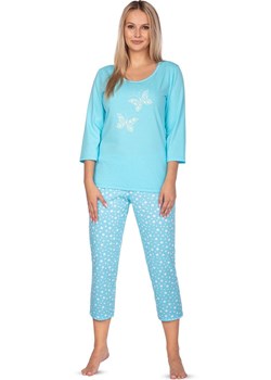 Bawełniana piżama damska z rękawem 3/4 turkusowa 642, Kolor turkusowy, Rozmiar XL, Regina ze sklepu Intymna w kategorii Piżamy damskie - zdjęcie 162032805