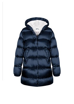 Płaszcz zimowy dla dziewczynki granatowy z kapturem ze sklepu 5.10.15 w kategorii Płaszcze dziewczęce - zdjęcie 162033039