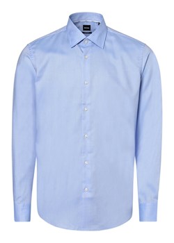 BOSS Koszula męska łatwa w prasowaniu Mężczyźni Regular Fit Bawełna niebieski wypukły wzór tkaniny ze sklepu vangraaf w kategorii Koszule męskie - zdjęcie 162035128