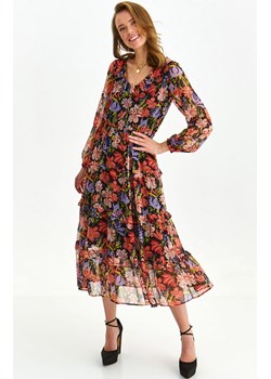Top Secret sukienka midi w kwiatowy wzór SSU4449, Kolor czarno-czerwono-fioletowy, Rozmiar 34, Top Secret ze sklepu Primodo w kategorii Sukienki - zdjęcie 162038405