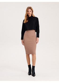 Reserved - Dopasowana spódnica midi - beżowy ze sklepu Reserved w kategorii Spódnice - zdjęcie 162044285