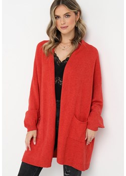 Czerwony Kardigan Niezapinany z Wsuwanymi Kieszeniami Pianisma ze sklepu Born2be Odzież w kategorii Swetry damskie - zdjęcie 162047416