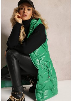 Zielona Kamizelka z Kapturem Zapiana na Suwak z Kieszeniami Halimes ze sklepu Renee odzież w kategorii Kamizelki damskie - zdjęcie 162051488