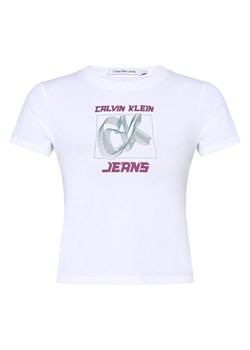 Calvin Klein Jeans T-shirt damski Kobiety Bawełna biały nadruk ze sklepu vangraaf w kategorii Bluzki damskie - zdjęcie 162055948