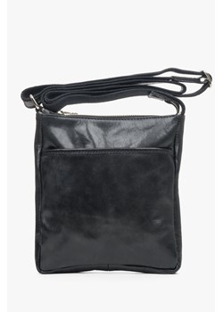 Estro: Mała czarna torba męska na ramię ze skóry naturalnej ze sklepu Estro w kategorii Torby męskie - zdjęcie 162059679