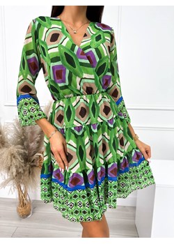 Zielona Wzorzysta Sukienka ze sklepu ModnaKiecka.pl w kategorii Sukienki - zdjęcie 162061466