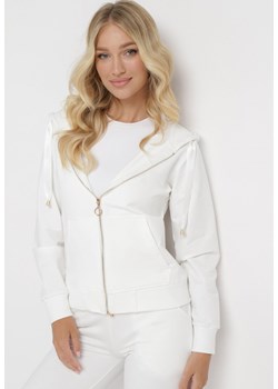 Biała Bluza Rozsuwana z Kapturem Ecula ze sklepu Born2be Odzież w kategorii Bluzy damskie - zdjęcie 162076696