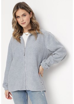 Jasnoszara Zasuwana Bluza z Polaru Neflate ze sklepu Born2be Odzież w kategorii Bluzy damskie - zdjęcie 162076907
