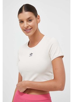 adidas Originals t-shirt damski kolor beżowy IJ7804 ze sklepu ANSWEAR.com w kategorii Bluzki damskie - zdjęcie 162080895