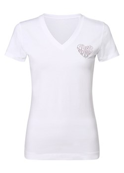 GUESS T-shirt damski Kobiety Bawełna biały jednolity ze sklepu vangraaf w kategorii Bluzki damskie - zdjęcie 162081456