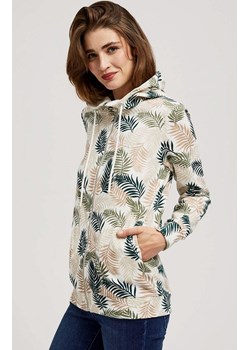 Bluza z kapturem i nadrukiem w roślinny wzór 4219, Kolor biały-wzór, Rozmiar XS, Moodo ze sklepu Primodo w kategorii Bluzy damskie - zdjęcie 162083315