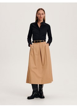 Reserved - Bawełniana spódnica midi - kremowy ze sklepu Reserved w kategorii Spódnice - zdjęcie 162091098