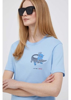 Lacoste t-shirt bawełniany x Netflix kolor niebieski TF7349-70V ze sklepu PRM w kategorii Bluzki damskie - zdjęcie 162092577