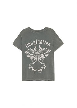 Cropp - Szara koszulka z motywem motyla - szary ze sklepu Cropp w kategorii Bluzki damskie - zdjęcie 162094687