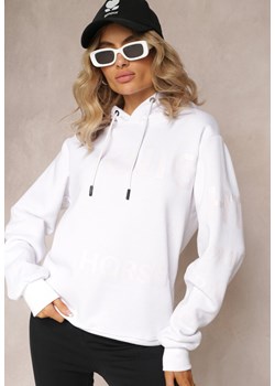 Biała Bluza z Kapturem i Ozdobnym Nadrukiem Lecu ze sklepu Renee odzież w kategorii Bluzy damskie - zdjęcie 162104515