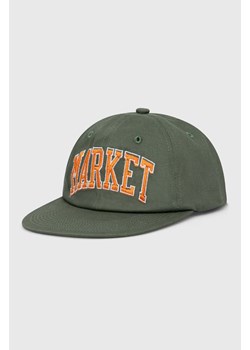 Market czapka z daszkiem bawełniana kolor zielony z aplikacją ze sklepu PRM w kategorii Czapki z daszkiem damskie - zdjęcie 162105769