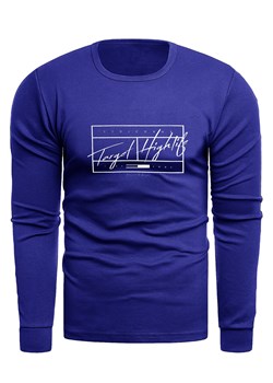 Bluza męska longsleeve N02L483 - niebieska ze sklepu Risardi w kategorii T-shirty męskie - zdjęcie 162120436