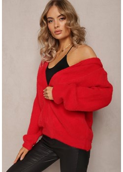 Czerwony Zasuwany Kardigan Wełniany z Kapturem Aniole ze sklepu Renee odzież w kategorii Swetry damskie - zdjęcie 162122077