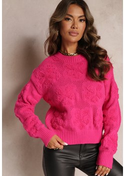 Zielony Sweter z Wełną i Bawełną z Pluszowymi Wstawkami Alrua ze sklepu Renee odzież w kategorii Swetry damskie - zdjęcie 162124928
