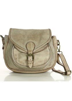 MARCO MAZZINI Klasyczna listonoszka z naturalnej skóry saddle bag genuine leather beż cappuccino ze sklepu Verostilo w kategorii Listonoszki - zdjęcie 162136846