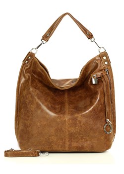 Torebka skórzana ponadczasowy design worek na ramię XL hobo leather bag - MARCO MAZZINI brąz ze sklepu Verostilo w kategorii Torebki hobo - zdjęcie 162138167