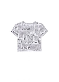 Cropp - Czarno-biały t-shirt z nadrukiem all over - biały ze sklepu Cropp w kategorii Bluzki damskie - zdjęcie 162162508