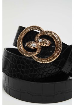 Pasek z ozdobną klamrą w kształcie węży czarny ze sklepu Moodo.pl w kategorii Paski damskie - zdjęcie 162162649