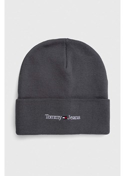 Tommy Jeans czapka kolor szary z cienkiej dzianiny ze sklepu ANSWEAR.com w kategorii Czapki zimowe męskie - zdjęcie 162163358