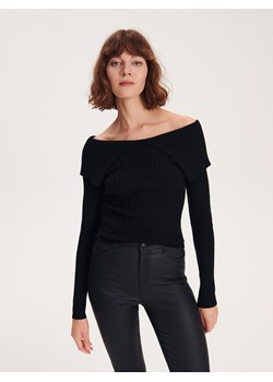 Reserved - Dzianinowa bluzka z wiskozą - czarny ze sklepu Reserved w kategorii Bluzki damskie - zdjęcie 162214736