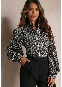 Czarna Klasyczna Koszula Zapinana na Guziki ze Stójką Foivi ze sklepu Renee odzież w kategorii Koszule damskie - zdjęcie 162236117
