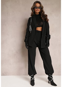 Czarne Szerokie Spodnie z Zapięciem na Haczyk Brutris ze sklepu Renee odzież w kategorii Spodnie damskie - zdjęcie 162236147