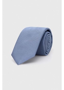 HUGO krawat jedwabny kolor niebieski 50468199 ze sklepu ANSWEAR.com w kategorii Krawaty - zdjęcie 162265435
