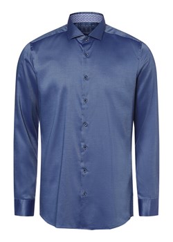 Eterna Slim Fit Koszula męska łatwa w prasowaniu Mężczyźni Slim Fit Sztuczne włókno niebieski wypukły wzór tkaniny ze sklepu vangraaf w kategorii Koszule męskie - zdjęcie 162269838