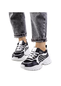 BM Biało czarne sneakersy damskie Florival białe ze sklepu ButyModne.pl w kategorii Buty sportowe damskie - zdjęcie 162285126