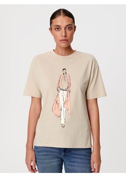 Sinsay - Koszulka z nadrukiem - beżowy ze sklepu Sinsay w kategorii Bluzki damskie - zdjęcie 162295715