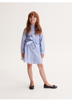 Reserved - Koszulowa sukienka z paskiem - niebieski ze sklepu Reserved w kategorii Sukienki dziewczęce - zdjęcie 162298395