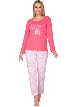Piżama damska różowa na długi rękaw i z długą nogawką 636, Kolor różowy-wzór, Rozmiar XL, Regina ze sklepu Intymna w kategorii Piżamy damskie - zdjęcie 162298585